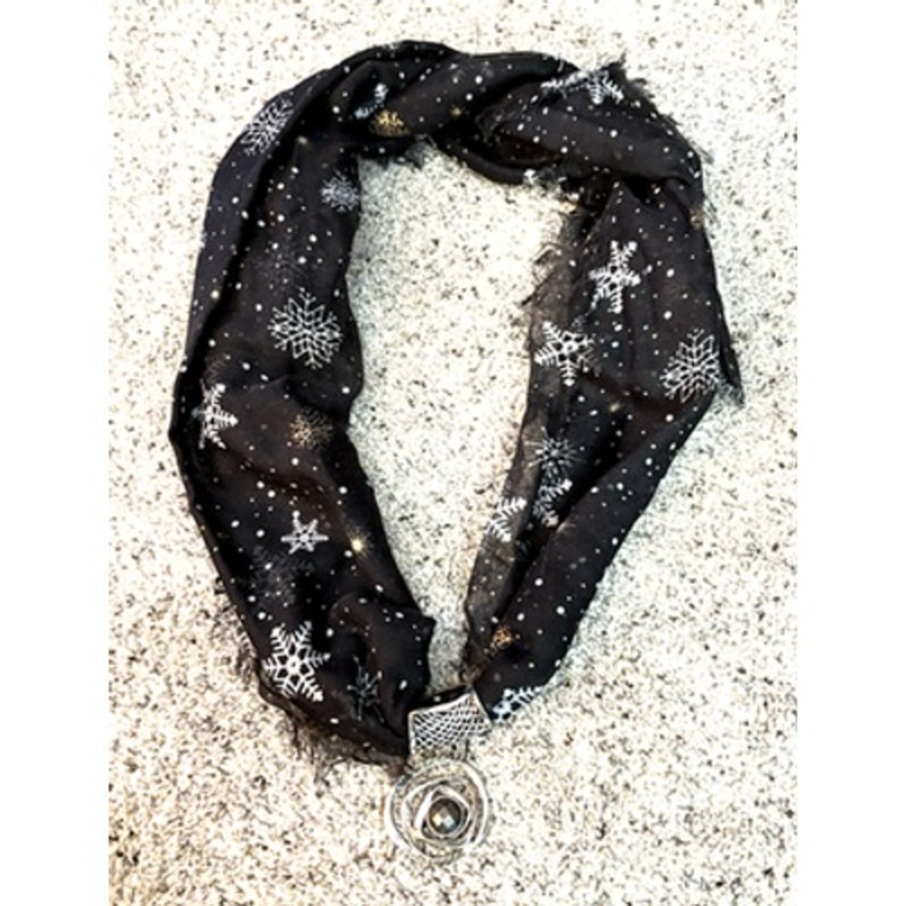 GB silver-tone rhinestone scarf ring pendant & snowflake scarf women's